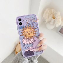 JAMULAR Lustige Sonne Mond Gesicht stoßfeste Handyhülle für iPhone 17 16 15 14 13 12 11 Pro Max 7 Plus Mini 16E Matte Candy Back Cover