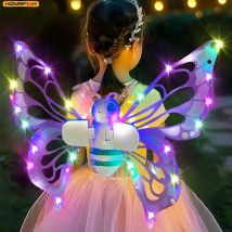 Elektrische Schmetterlingsflügel, beweglicher Elfenflügel mit Licht, Feenflügeln für Kinder, Geburtstag, Weihnachten, Cosplay, Dress Up, Engel, Mädchenspielzeug