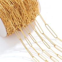 2M Edelstahl plattiert PVD Gold Texttrued Super Oval Link NO FADE Kette DIY Geldbörse Armband Schmuck Handwerk Halskette Herstellung