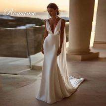 Sexy Pleat Spaghetti Straps Mermaid Wedding Dress 2026 Sleeveless Open Back Deep V-Neck Bridal Gown Vestidos De Novia Customized