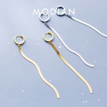 Modian Echtem 925 Sterling Silber Schlange Kette Geometrische Hoop Ohrring für Frauen Mode Hochzeit Engagement Partei Edlen Schmuck