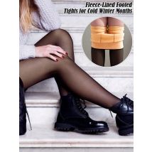 Luxtrada Damen-Strumpfhose in Übergröße, dick, für den Winter, Bauchkontrolle, mit Fleece gefüttert, durchsichtig, warm, Thermo-Leggings, blickdicht