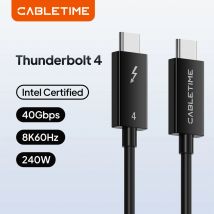 CABLETIME Thunderbolt 4 Tipo C Cavo USB C a USB C 8K 60Hz PD100W 40Gbps Compatibile USB 4 Cavo Coassiale Per Apple MacBook iPad