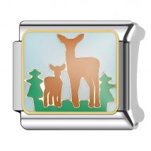 Trusta 2024 Fashion Cute Fawn with Black Hearts Charms Links Beads Fit 9mm Stainless Steel Bracelet DIY Jewelry Wholesale N285