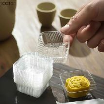 ieniaCC11 Sigur100 Stück quadratische Mondkuchenablagen Mondkuchen-Verpackungsbox ohne Deckel Lebensmittelbehälterhalter Gold Kunststoff-Kuchenbox für Kekse