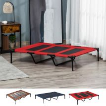 PawHut-Cama Elevada para Perros, Transpirable, para Interiores y Exteriores, 122x92x23 cm, Azul