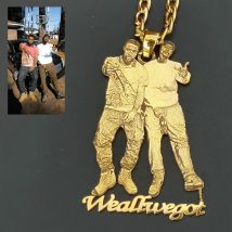 Personalisierte Edelstahl-Fotohalskette „The Best Brother“, goldene kubanische Kette, personalisierter Anhänger mit Text, Geburtstagsfeier-Geschenk