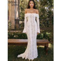 Sister linda Herbst Release Junior bodenlangen High Street Kleid k24d54993 Mädchen solide Dekolleté Flare Langarm rücken freie Robe