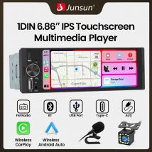 Junsun 6.86 cala Uniwersalne Radio Samochodowe 1 Din Odtwarzacz MP5 Bezprzewodowy Carplay Android Auto BT SWC FM USB Typ-C Autoradio