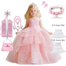 Children Pink Witch Dress Wicked Glinda Elphaba Cosplay Costume Dress Child Girls Halloween Costume Good Witch Princess Dresses