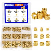 195 stücke Messing gerändelt Gewinde Einst eck muttern Sortiment Kit m2 m3 m4 m5
