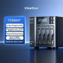 XikeStor DIY NAS Server 4-Bay SATA 2x M.2 NVMe SSD 10G & 2,5GbE Dual LAN Ports Speicher für Home Office