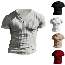 Neue Herren T-shirt Täglich Atmungsaktive Hemd Schlank schnell trocknend Taste V-ausschnitt tops Einfarbig Casual Sommer Kurzarm T-shirt männer