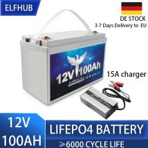 Elfhub 12v 100ah lifepo4 batterie 1280wh eingebautes bms lithium eisen phosphat zellen paket für solar rv marine off-grid free vat