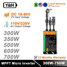 Y&H 700W 600W 500W 350W 300W Solar Grid Tie Micro Inverter MPPT  Input DC26V-60V PV Output AC110V-240V Home Solar On Grid System