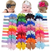 20/40pcs 3'' Hair Bows Headbands for Baby Girls Cute Grosgrain Ribbon Infants Bowknot Elastic Hair Band Headwear Hair Accessorie
