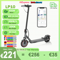 AOVOPRO LP10 500W Scooter eléctrico 42V 10.5Ah 35 KM/H 35KM de largo alcance 10 pulgadas con absorción de impacto EScooter plegable inteligente