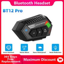 BT12 Pro Motorradhelm-Headset Bluetooth 5.3 Sprachassistent Stereomusik Nano Wasserdicht Intelligente Rauschunterdrückung MP3