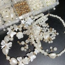 800Pcs White Mixed Acrylic Pearl Polished Loose Beads Set Elegant For DIY Jewelry Decors Handmade Craft Jewelry Making Supplies