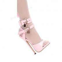 Rosa matt Leder Schloss Dekor Sandalen Peep Toe Stiletto High Heel Knöchel Schnalle Mode Frauen Schuhe sexy Zapatos Para Mujere