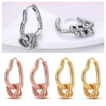 2024 neue Sterling Silber S925 Serpentin Multi-Loop Herz Ohrringe Einfache Feine Schmuck Für Frauen Mädchen Party Geschenke