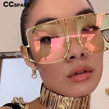46215 Quadratische übergroße Spiegel-Sonnenbrille für Herren und Damen, Sonnenbrille, Metallniete, Trend, einzigartige Brillen, UV400
