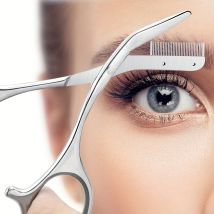 Augenbrauenschere für Männer und Frauen, Make-up-Werkzeuge, eine Metallstruktur mit Kamm, Augenbrauenrasierer, Schönheitsschere aus Edelstahl