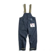 Maden Vintage Unisex Denim Overalls Baggy Fit Navy Deck Jumpsuits Couple Cotton Wide-leg Oversize Jeans for Autumn and Winter