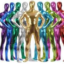 Metallischer Spandex-Body, glänzender Catsuit, sexy Unisex, Zentai-Ganzkörperanzug, Kostüm, Party, Wet-Look, einteiliger Ganzanzug, S-3XL