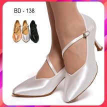 Closed Toe BD138 Frauen Stardard Tanzen Schuhe Weiß Fleisch 2,5 zoll Stabile Praxis Latin Ballroom Dance Schuhe Für Mädchen