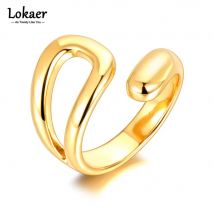 Lokaer Punk 18K Design Vergoldet Edelstahl Geometrische Ring Mode Handgemachte Böhmen Party Ringe Für Frauen Mädchen R22023