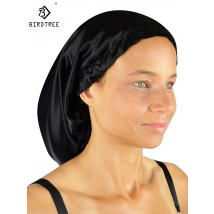 Birdtree 100 % Maulbeerseide-Mützen, weiblicher Dreieck, schlafende Nacht, reines Haar, Wickelkappe für lockige Damen, Headwrap A34320M