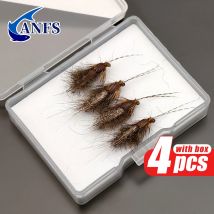 ANFS 4 Stück trockene Fliegenfischerfliegen mit Tackle Box – handgefertigter Fliegenköder zum Süßwasserangeln, Angelköder, Angelköder