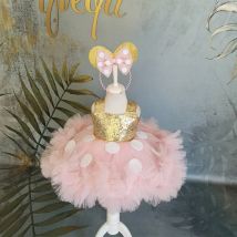 Rosa gepunktetes Mädchenkleid mit Schleifenohren, Haarband für Kindergeburtstag, Halloween, Karneval, Party, Ballkleid, Prinzessinnenkleid, 1–6 Jahre