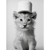1pcBlack and White Cute Animal and Toilet Paper Poster Lion Owl Cat Dog Canvas Painting Wall Art Bathroom Living Room Home Decor
