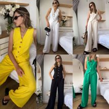 Womem Chic Weste & Hosenanzug Zweiteiliges Set Büro Damen Sommer Chic 2-teiliges Set Damen Outfits
