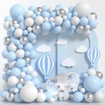 106Pcs Pastel Baby Blue Balloons Arch Garland Kit White Silver Balloon Boy Birthday Baby Bridal Shower Wedding Party Decorations