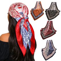 90*90cm Haar Schal Frauen Mode Designer Schöne Blumen Foulard Weiche Satin Schal Kopftuch Platz Silk Schals Hals kopftuch