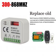 Multifrequency receiver, 300MHZ-868mhz, 300MHz, 310MHz, 315MHz, 318MHz, 390MHz, 433.4MHz, 433MHz, 433.92MHz, controls any gate a