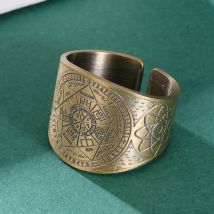Sigillo dei 7 Arcangeli Anello di Protezione Amuleto Metatron Cubo Lilith Simbolo I Segreti di Re Salomone Gioielli Vintage amuleti per buona fortuna e protezione anello di solomone anello di rame