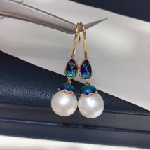 ZHBORUINI Süßwasserperle Barock-Ohrring im chinesischen Stil 9–11, kreisförmiger Barock-Modeschmuck, ethnischer Stil, Retro-Geschenk für Frau
