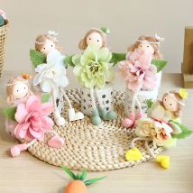 2025, Ostern, Blumenfee, Engelsflügel, Elfe, Hase, Kaninchen, Puppe, Ornament, rosa, gelb, Frühling, Ostern, Party, Dekoration, Mädchen, Kind, Geburtstagsgeschenk