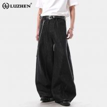 LUZHEN Moda Elegante Colore Solido Baggy Gamba Larga Casual Pantaloni di Jeans da Uomo 2025 Nuovo Originale Streetwear Allentato Jeans Maschili JY2789