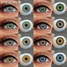 FUNSACHY 1 Paar farbige Kontaktlinsen für Augen, grüne Schönheit, Pupillen, braune modische Linsen, hochwertige blaue Augenkontakte, jährlich