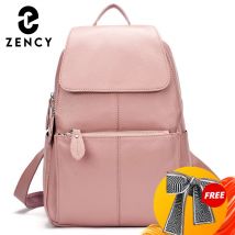 Zency 15 Farben Mode Damen Rucksack 100 % echtes Leder Beige Reiserucksack Große Kapazität Mädchen