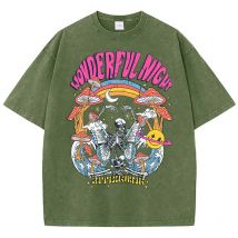 Meravigliosa notte scheletro farfalla onda stampa magliette da donna moda top oversize strada abbigliamento comodo maglietta lavaggio allentato