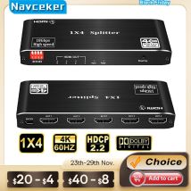 2026 Best HDMI Splitter 1x2 HDMI 2.0 Splitter 4K HDMI Video Audio Splitter Support 3D HDR 4K 60Hz Splitter HDMI 1x4 For Laptop