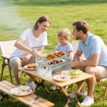 Tragbar 360° ° Rotierender Holzkohlegrill mit umklappbarem Korb – Smoker-Grill aus Edelstahl 304 für Camping, kostenloser Grillbeutel, neues Upgrade