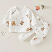 Herbst Winter Thermische Unterwäsche Anzug Baby Kleidung Sets Jungen Mädchen Pyjama Sets Baby Warme Nachtwäsche Cartoon bär Kinder Kleidung
