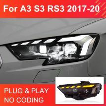 1 paio di fari a LED per Audi A3 S3 8V 2017-2020 Berlina Sportback Fari Plug and Play con LED DRL Tornitura dinamica